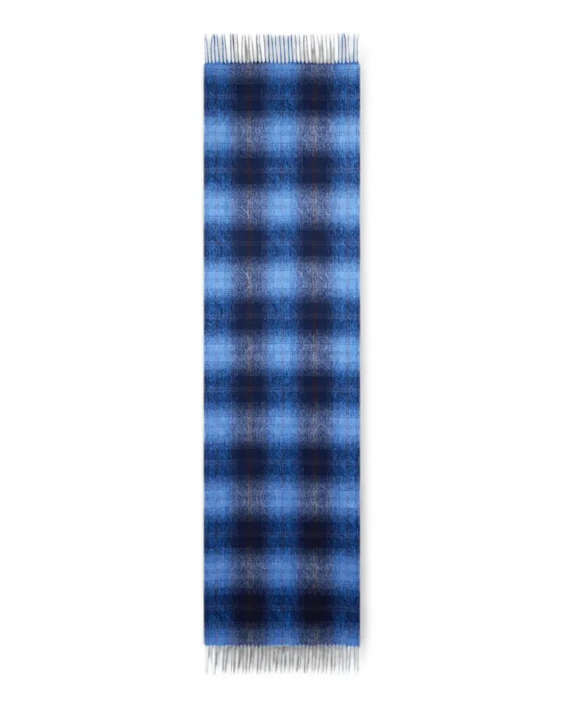 Etro Jacquard-Schal aus Wolle und Kaschmir mit Arnika- und Karomuster - Blau Blau