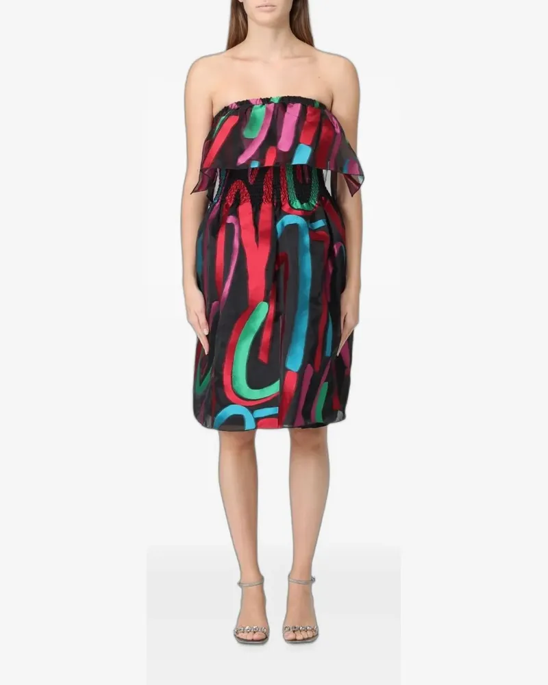 Emporio Armani abstract-pattern bustier mini dress - Schwarz Schwarz