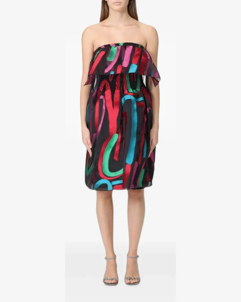 Emporio Armani Bustier-Minikleid mit abstraktem Muster - Schwarz Schwarz