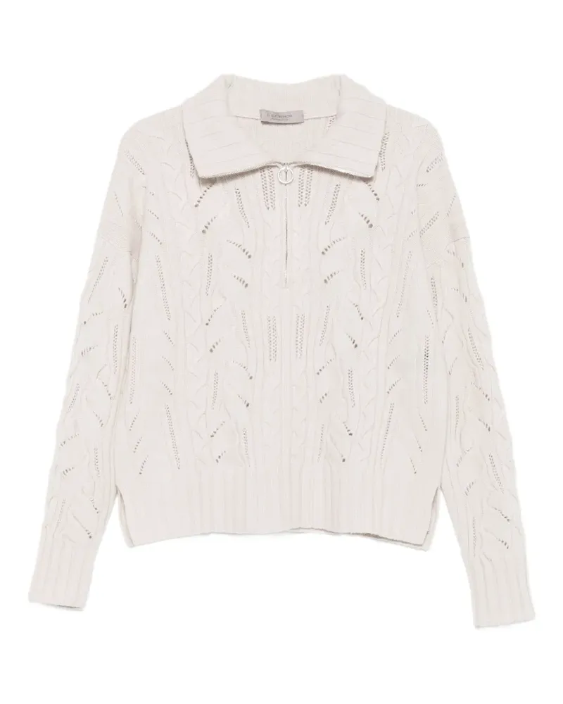 D.EXTERIOR Pullover mit Zopfmuster - Weiß Weiß