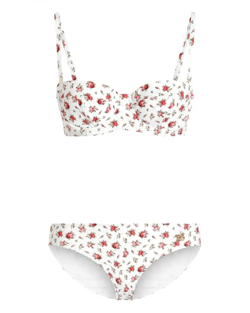 Dolce & Gabbana Bikini mit Blumen-Print - Weiß Weiß