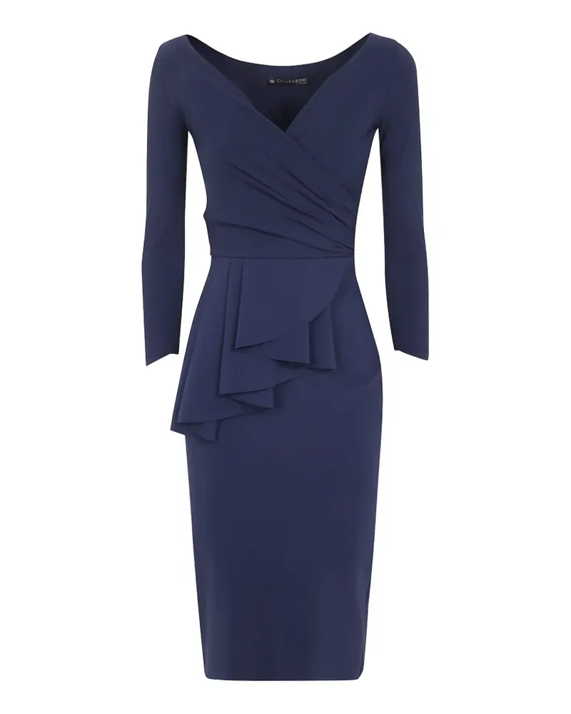 Chiara Boni Ariane Midikleid mit Wickelausschnitt und Rüschen - Blau Blau