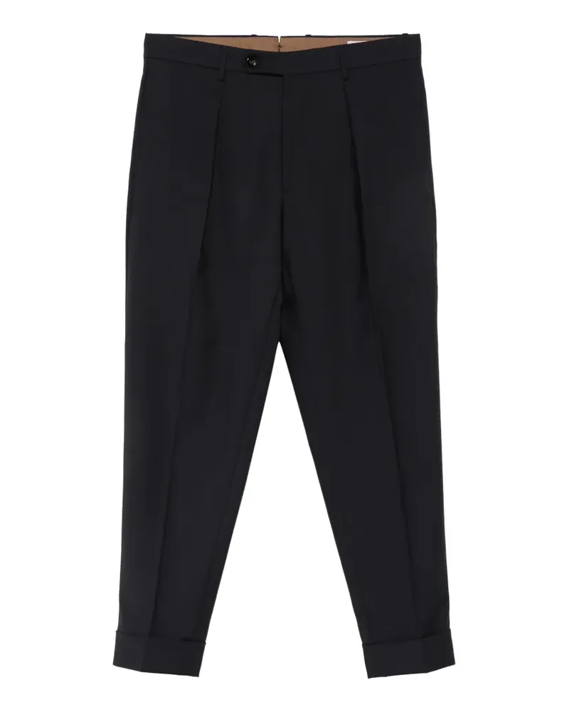 Berwich Plissierte Hose mit Umschlag - Blau Blau