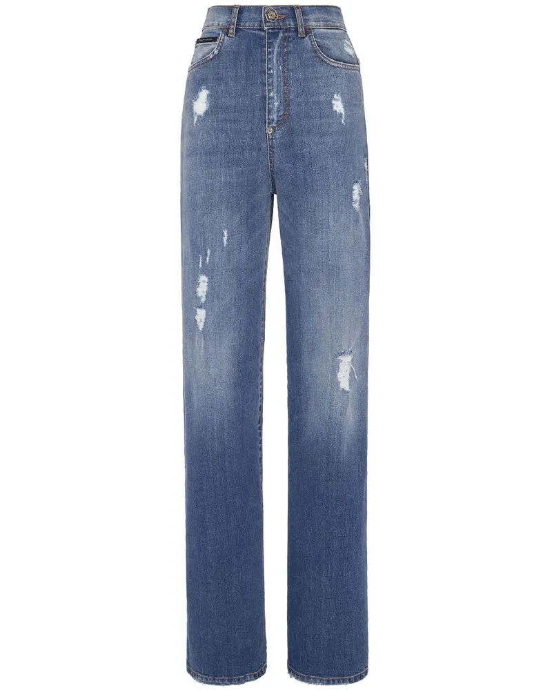 Philipp Plein Gerade Jeans mit Logo-Patch - Blau Blau
