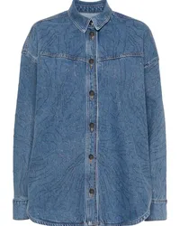 ROTATE Birger Christensen Jeanshemd mit Kristallen Blau