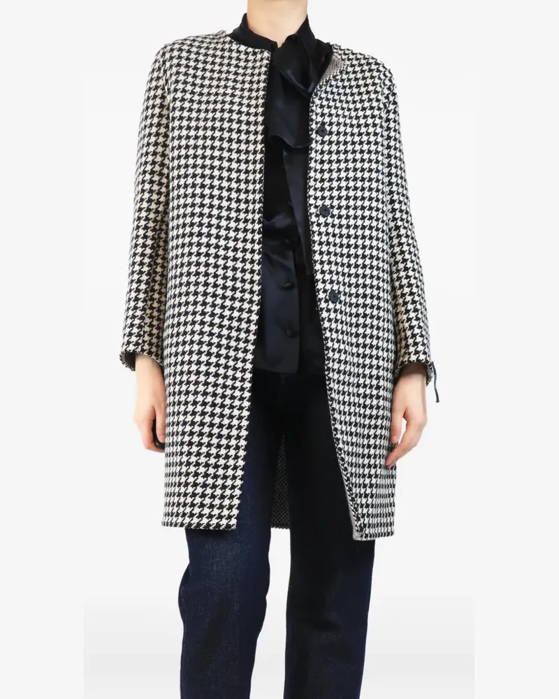 Max Mara Geknöpfter Mantel mit Hahnentritt-Print - Weiß Weiß