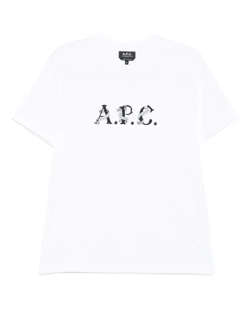 A.P.C. T-Shirt aus Bio-Baumwolle mit Logo-Print - Weiß Weiß
