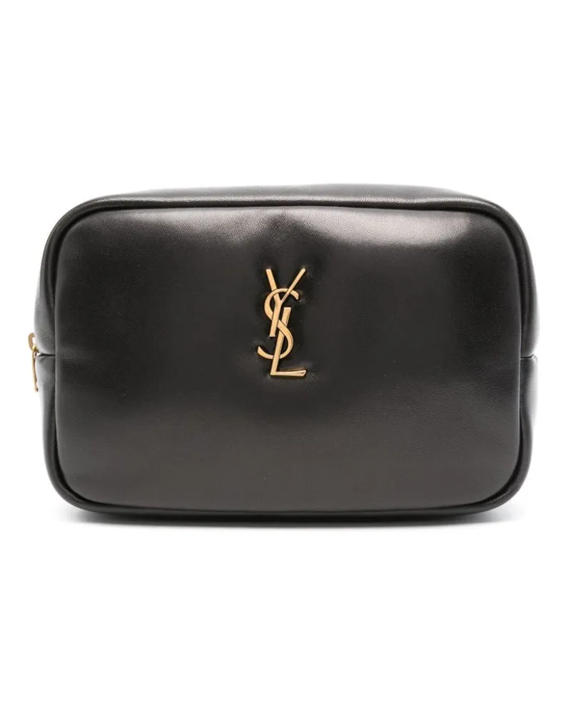 Saint Laurent Kosmetiktasche mit Monogramm-Schild Schwarz