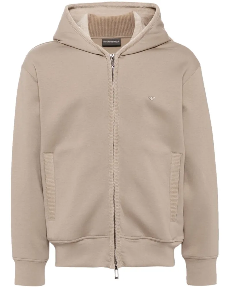 Emporio Armani Kapuzenjacke mit Logo-Stickerei Nude