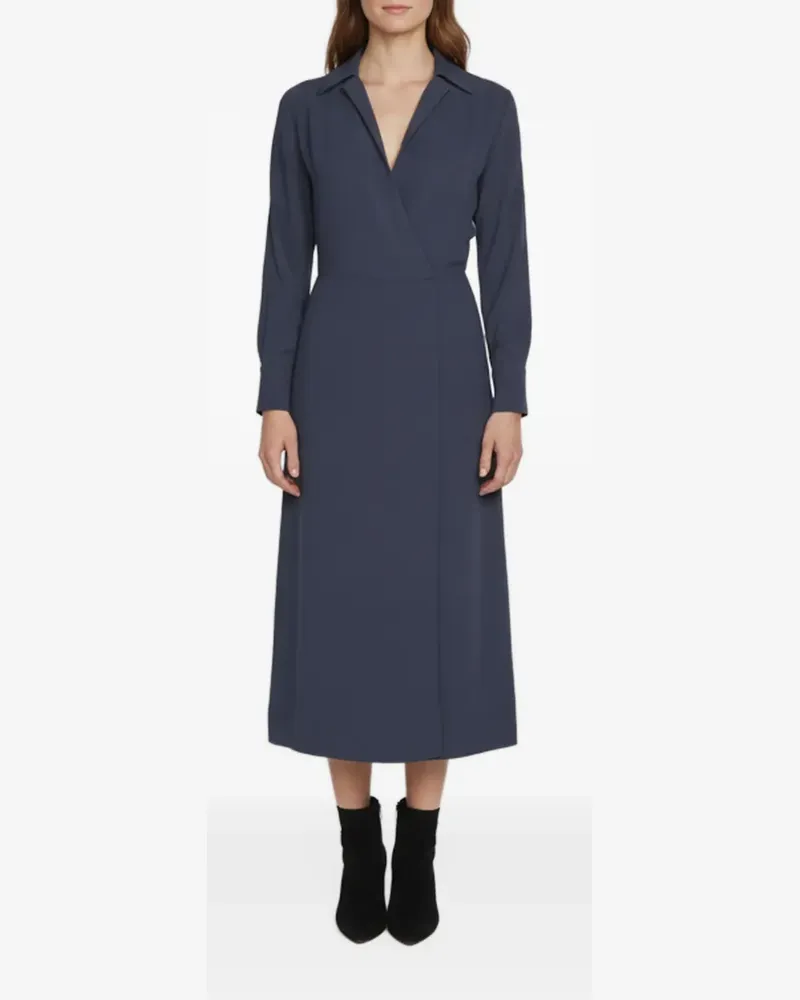 Vince Midikleid mit Kreppstruktur - Grau Grau