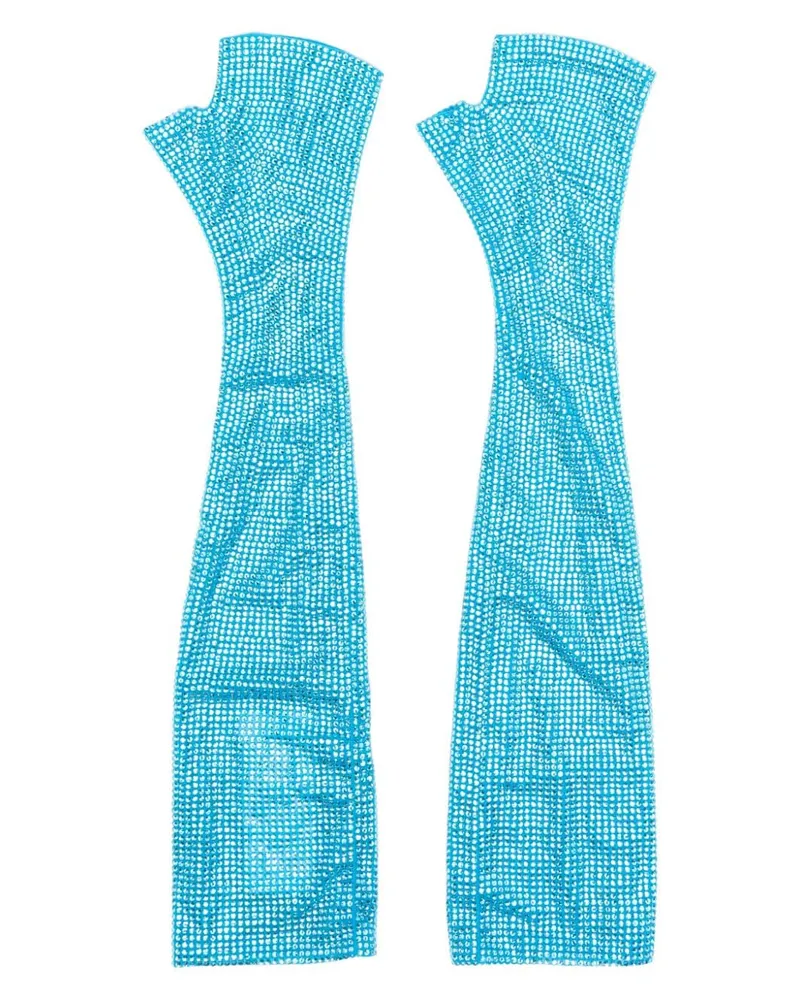 Giuseppe di Morabito Mesh-Handschuhe mit Kristallverzierung - Blau Blau