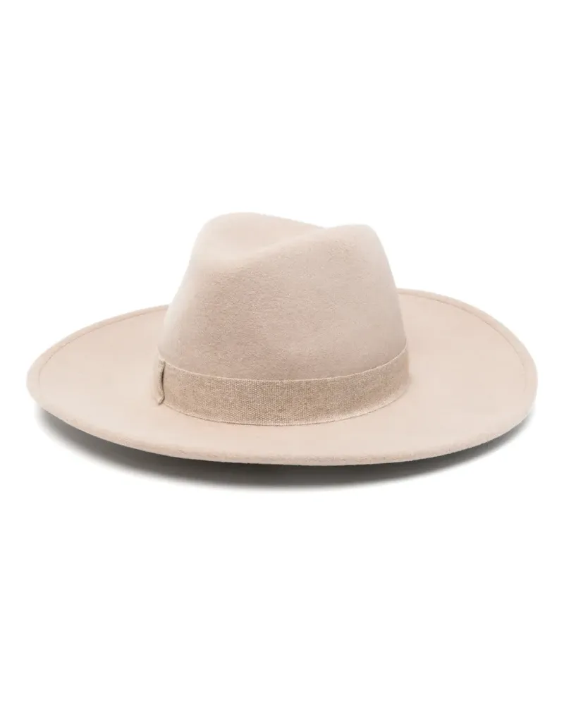 Borsalino wide-brim fedora hat - Nude Nude