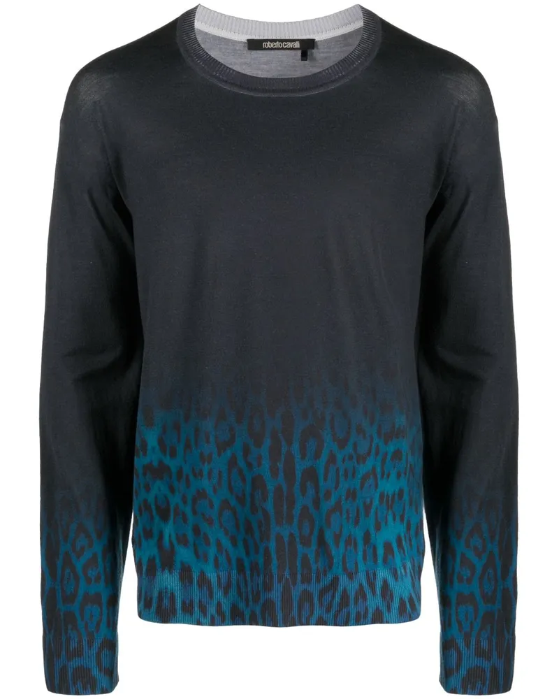 Roberto Cavalli Pullover mit Jaguar-Print - Blau Blau
