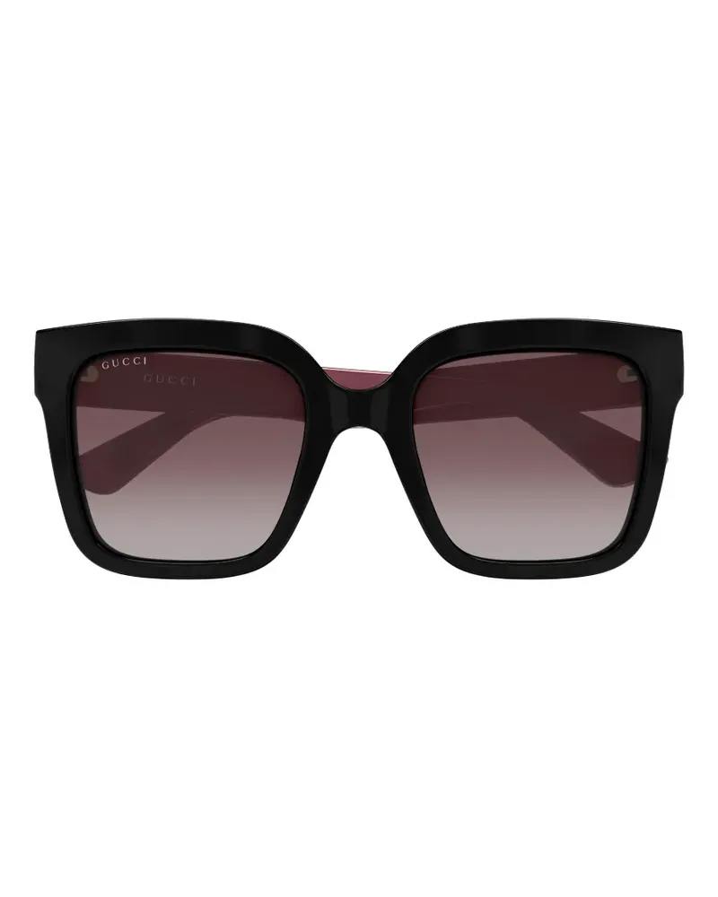 Gucci Eckige Sonnenbrille mit GG - Schwarz Schwarz