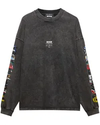 MSGM Langarmshirt mit Print Grau