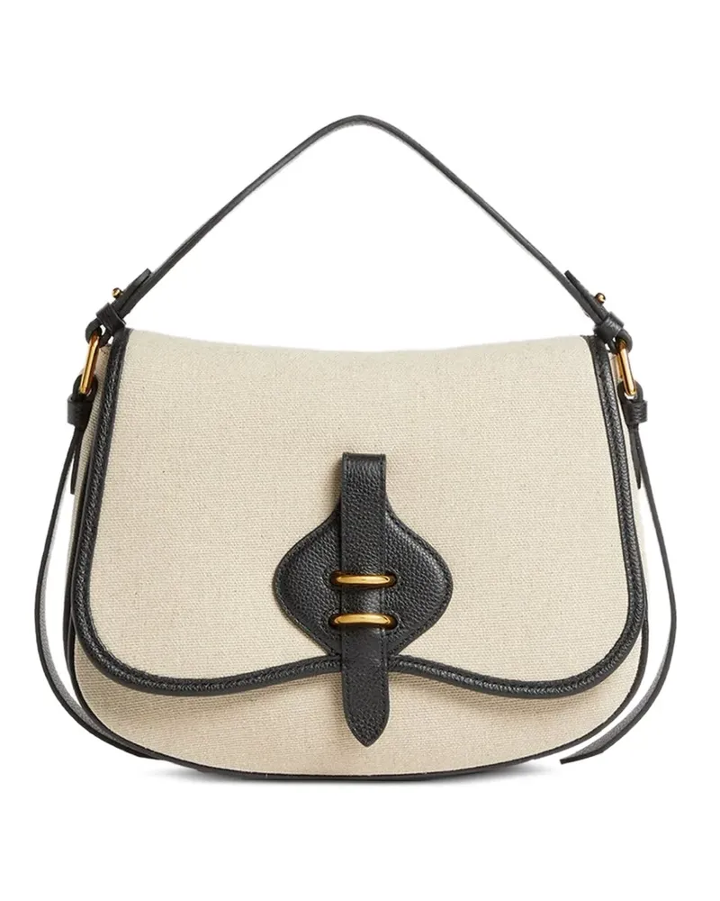 Coccinelle medium Mavery leather-trim canvas tote bag - Nude Nude