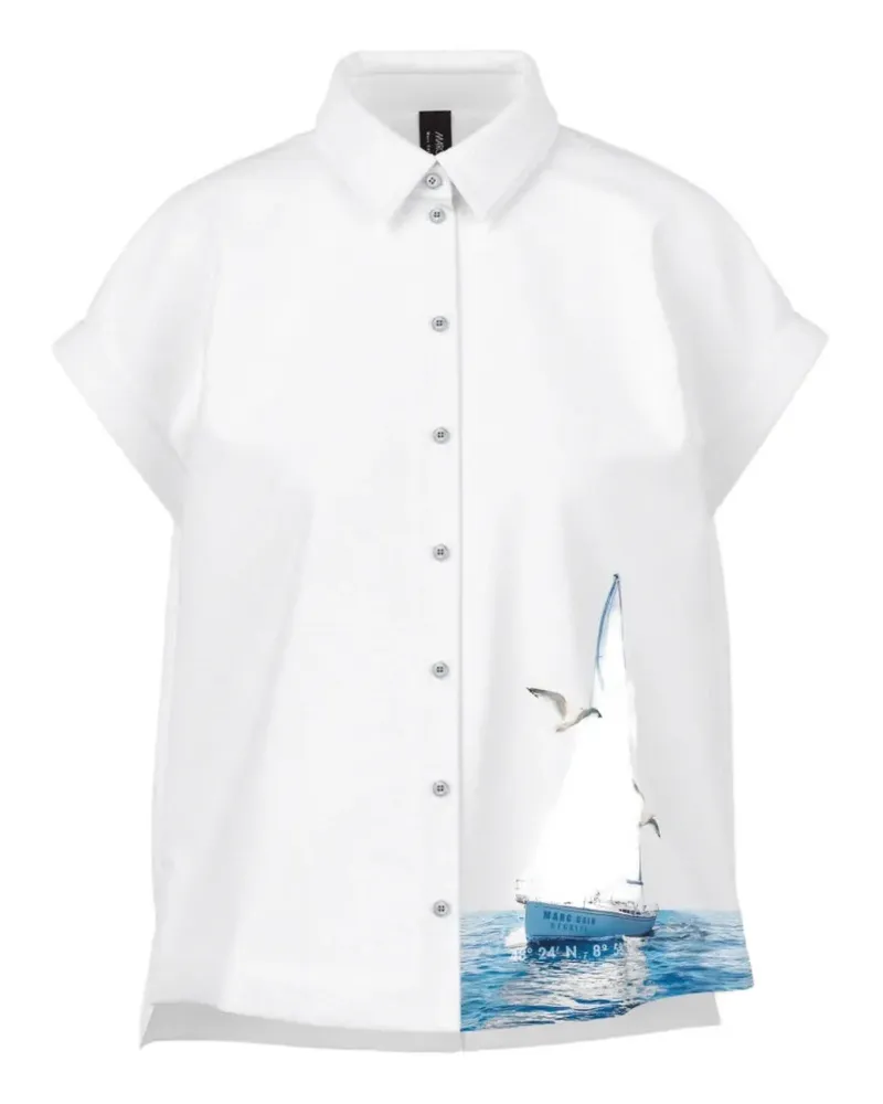 Marc Cain button maritime-print shirt - Weiß Weiß
