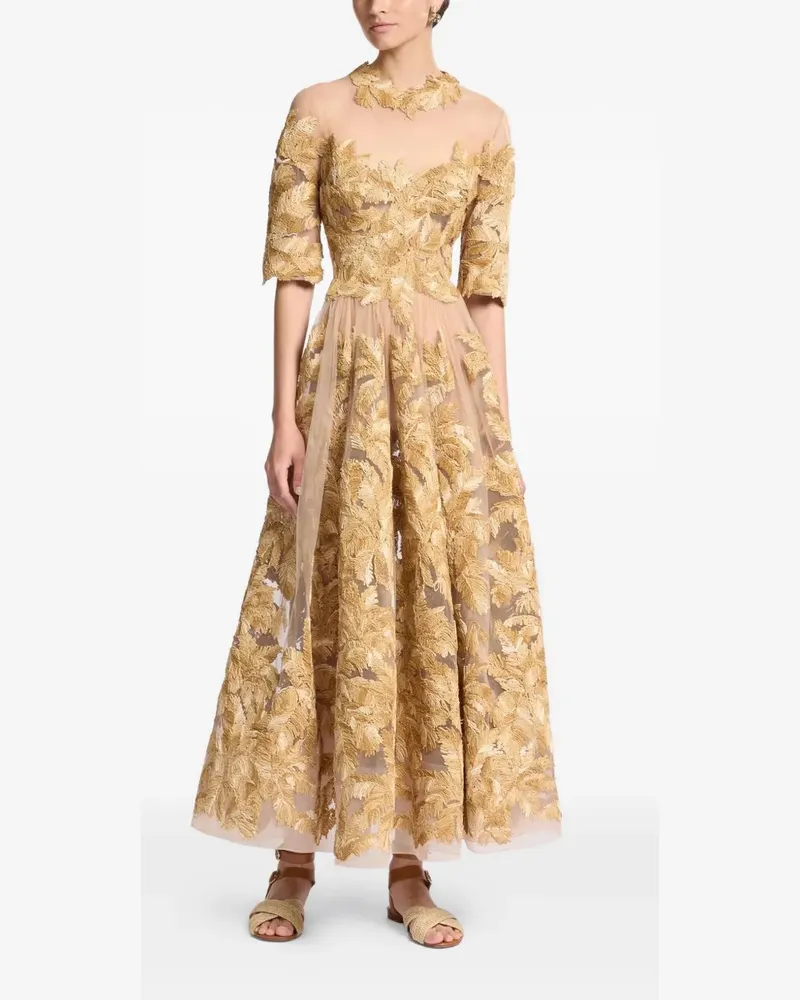 Elie Saab Mittellanges Tüllkleid - Gelb Gelb