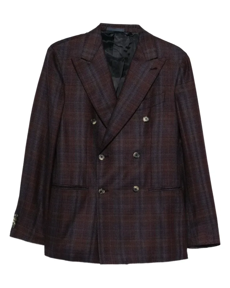 Caruso Doppelreihiger Blazer mit Karomuster - Braun Braun
