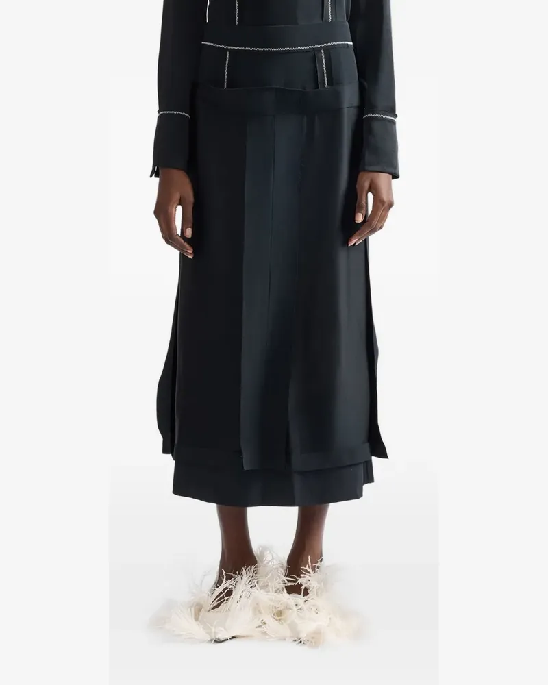 Erdem Taillenrock mit Satin-Finish - Schwarz Schwarz