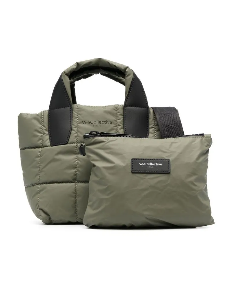 VeeCollective Gesteppte Tote Bag mit Logo-Print - Grün Grün