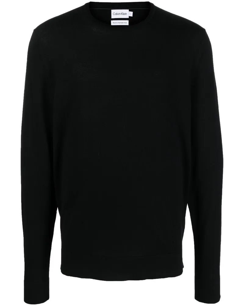 Calvin Klein Strickpullover mit rundem Ausschnitt - Schwarz Schwarz