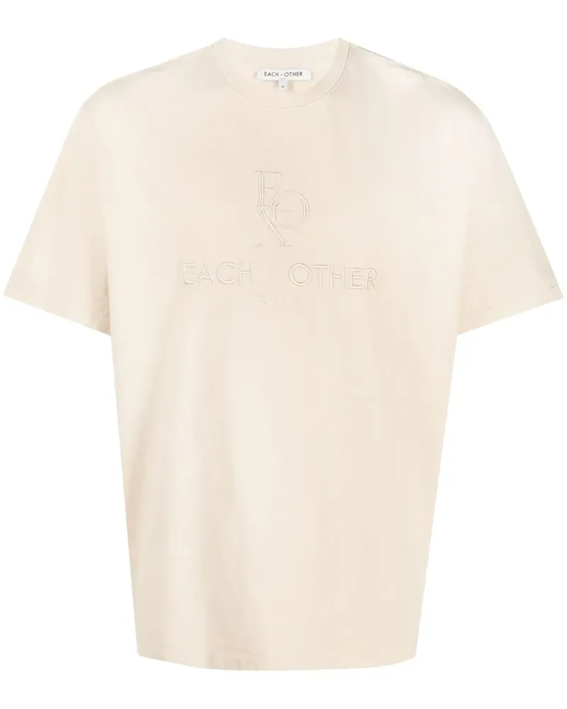 EACH OTHER T-Shirt mit Logo-Stickerei - Nude Nude