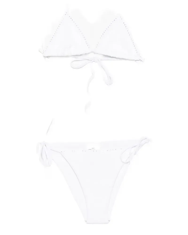 Hunza G crystal-embellished crinkle-effect bikini - Weiß Weiß