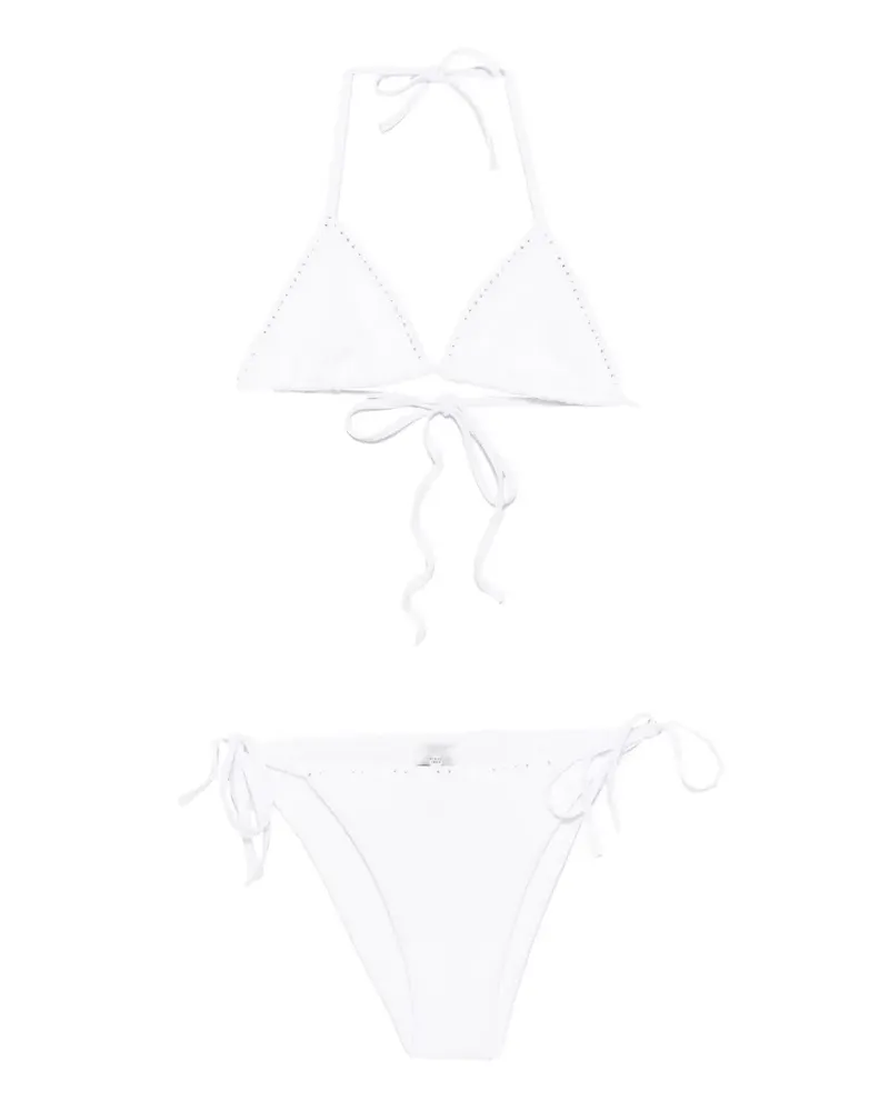 Hunza G crystal-embellished crinkle-effect bikini - Weiß Weiß