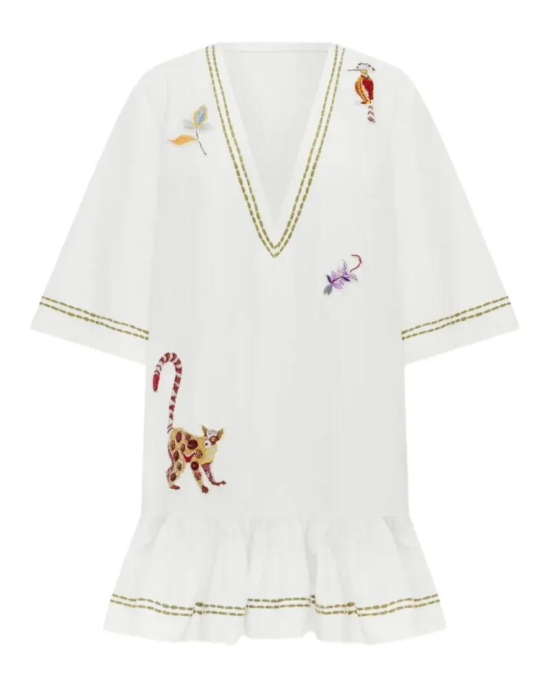 ALEMAIS Camelia embroidered ruffled dress - Weiß Weiß