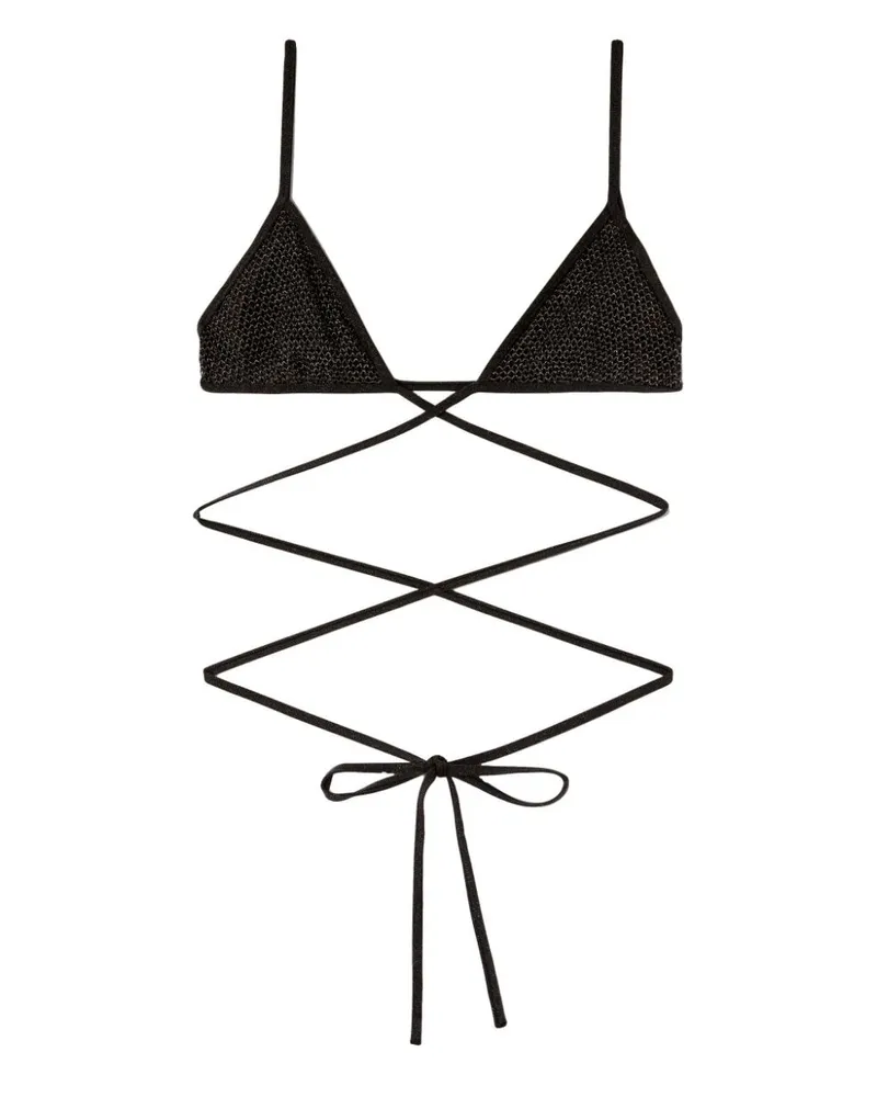 Palm Angels Überkreuztes Lurex-Bikinioberteil - Schwarz Schwarz