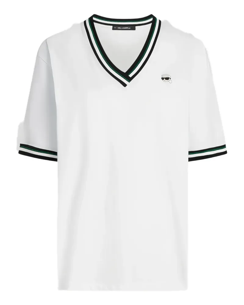 Karl Lagerfeld Ikon T-Shirt mit Rippdetail - Weiß Weiß