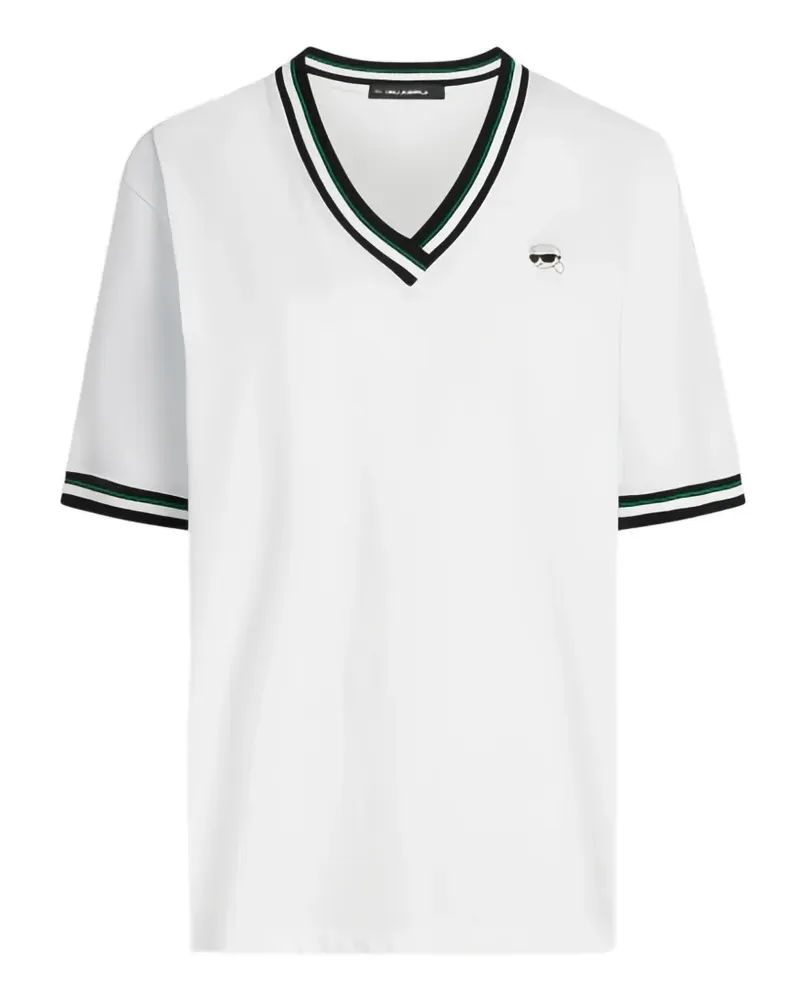 Karl Lagerfeld Ikon T-Shirt mit Rippdetail - Weiß Weiß
