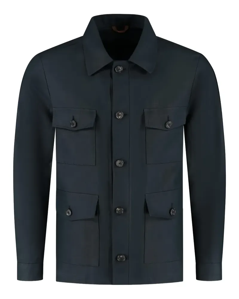 Luigi Borrelli Hemdjacke mit Klappentasche - Blau Blau