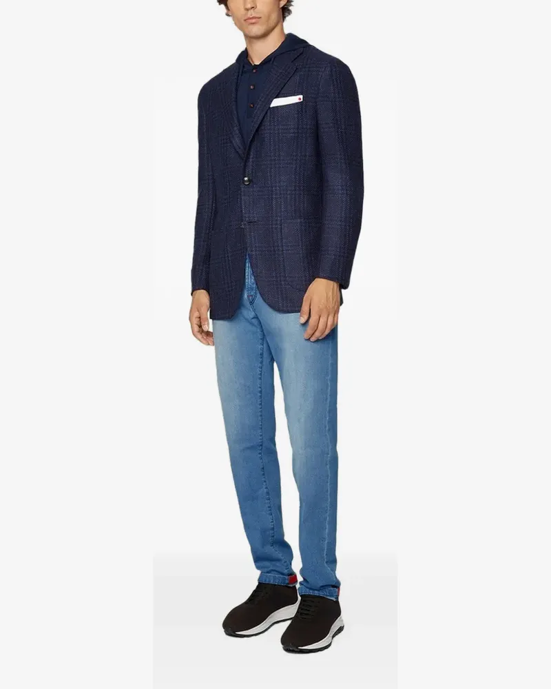 Kiton Geknöpfter Hoodie - Blau Blau