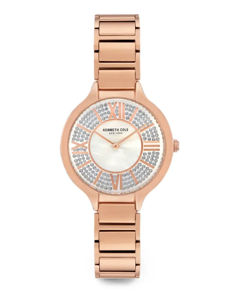 Kenneth Cole Perlmutt-Armbanduhr mit Kristallen 33mm - Weiß Weiß
