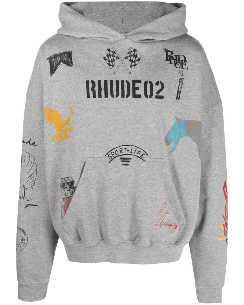 RHUDE Scrible Hoodie - Grau Grau