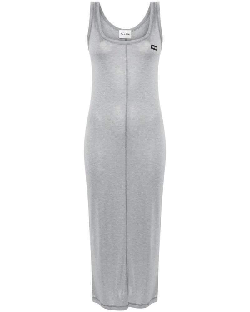 Miu Miu Kleid mit Logo-Patch - Grau Grau