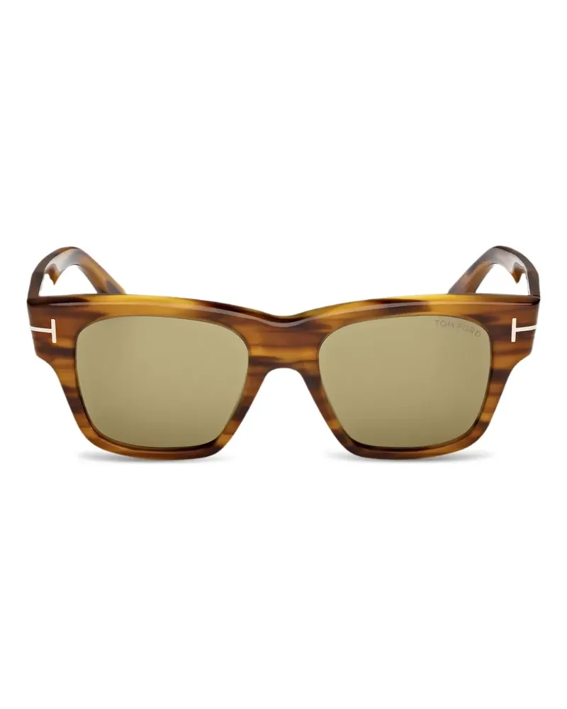 Tom Ford Eckige Sonnenbrille in Schildpattoptik - Braun Braun