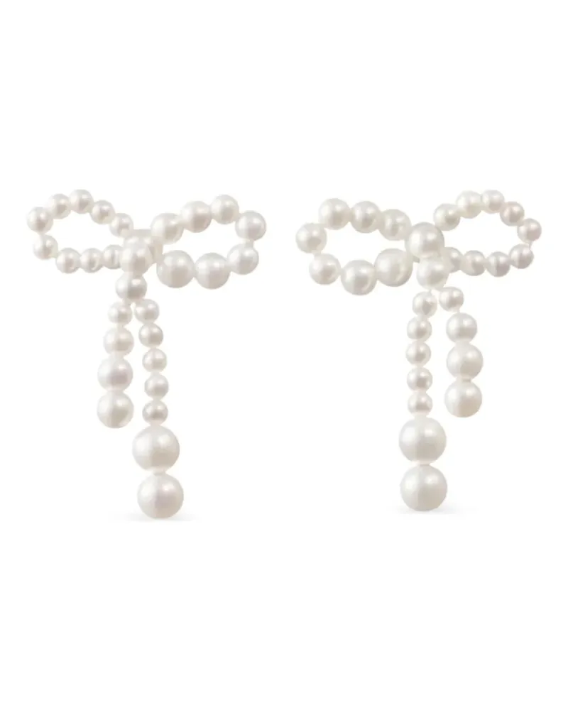 Sophie Bille Brahe 14kt Rosette de Perles Gelbgoldohrringe - Weiß Weiß