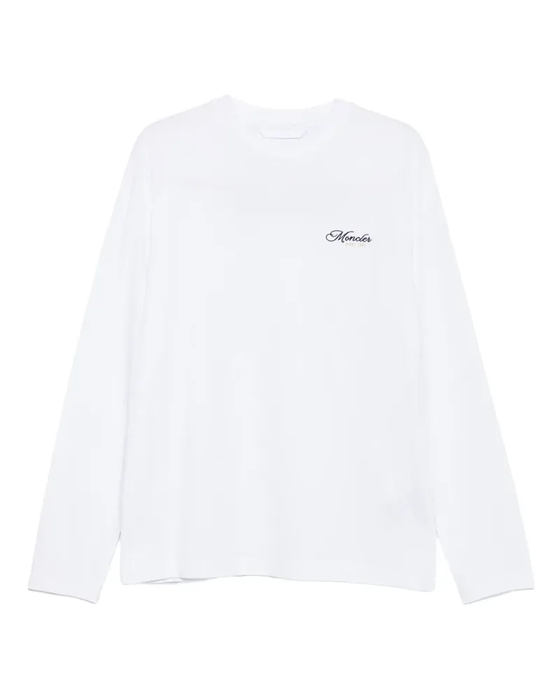 Moncler Langarmshirt mit Logo-Stickerei - Weiß Weiß