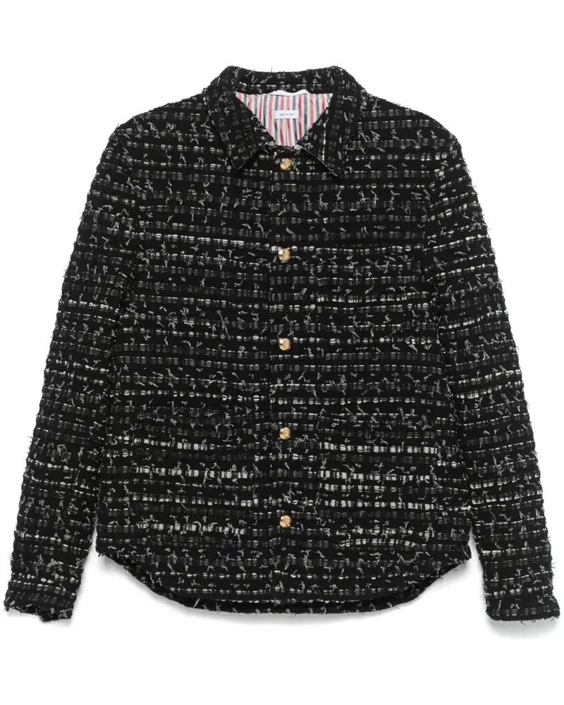 Thom Browne Tweed-Jeansjacke mit Schleife - Schwarz Schwarz