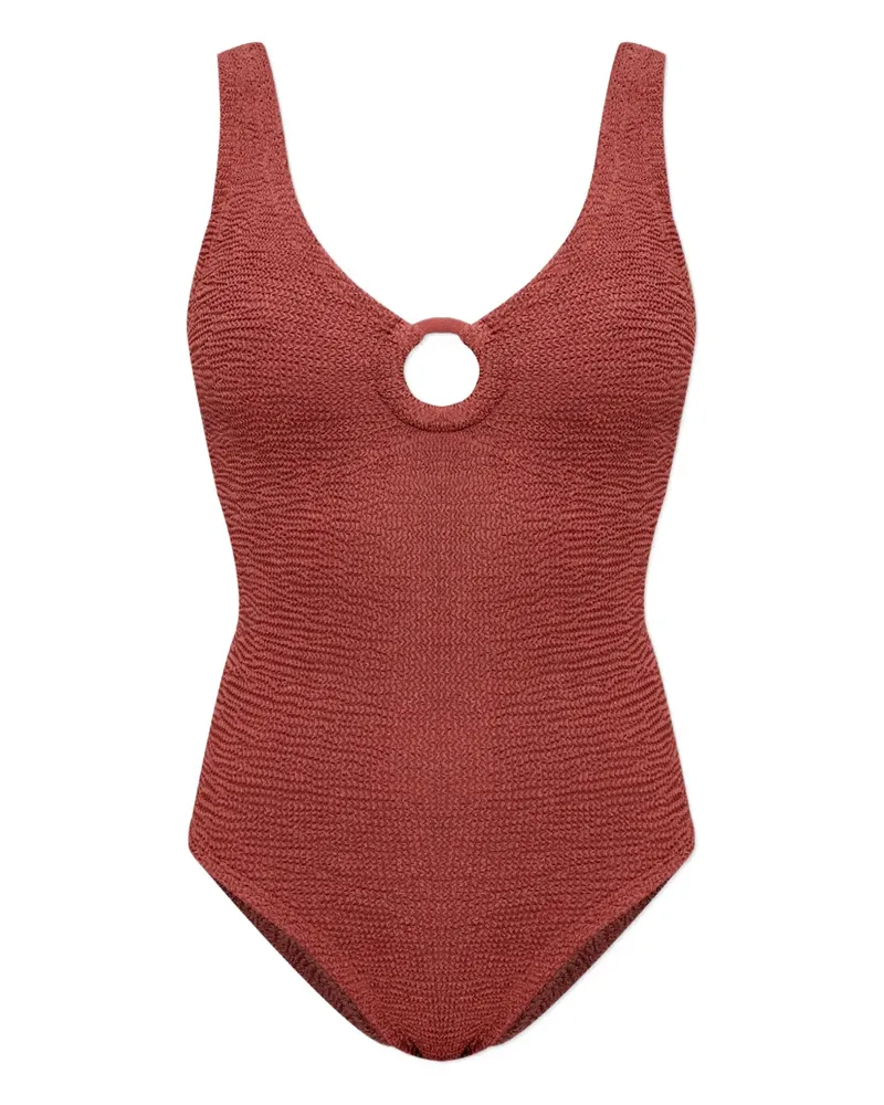 Hunza G Celine Creolen in Knitteroptik - Braun Braun