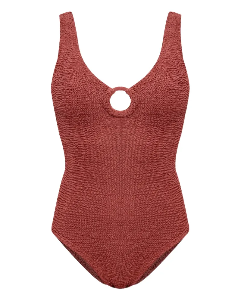 Hunza G Celine Creolen in Knitteroptik - Braun Braun