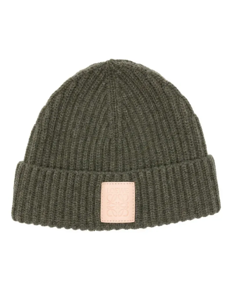 Loewe Beanie mit Logo-Patch - Grün Grün