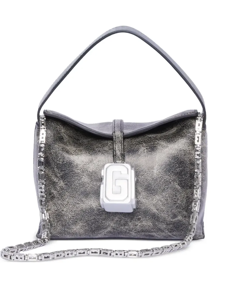 GCDS Mega Mini Comma Tote Bag aus Leder im Distressed-Look - Grau Grau