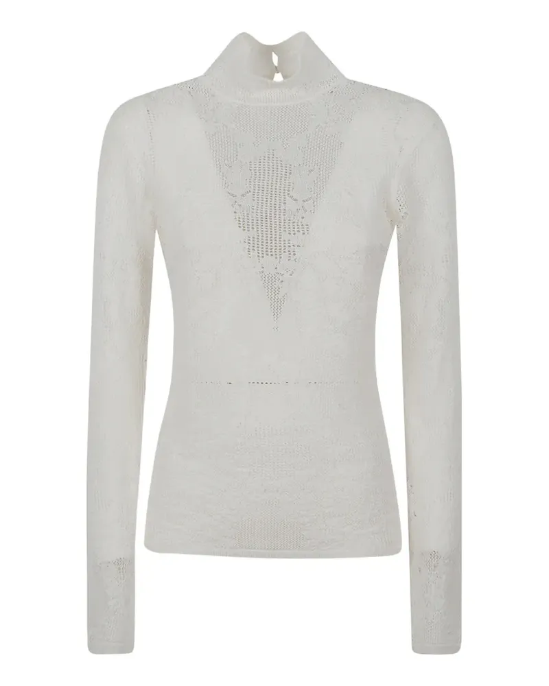Gabriela Hearst Waite lace-knit high-neck long-sleeved blouse - Nude Nude