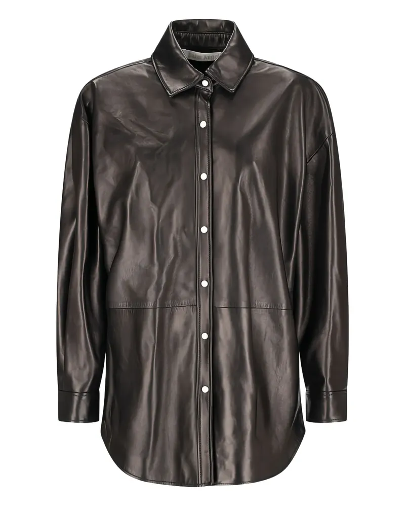 Palm Angels long-sleeves leather overshirt - Schwarz Schwarz
