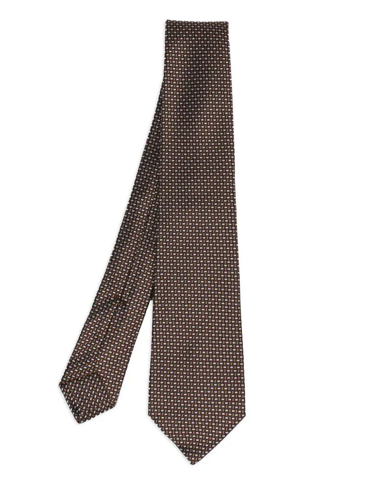 Kiton Gemusterte Seidenkrawatte - Braun Braun