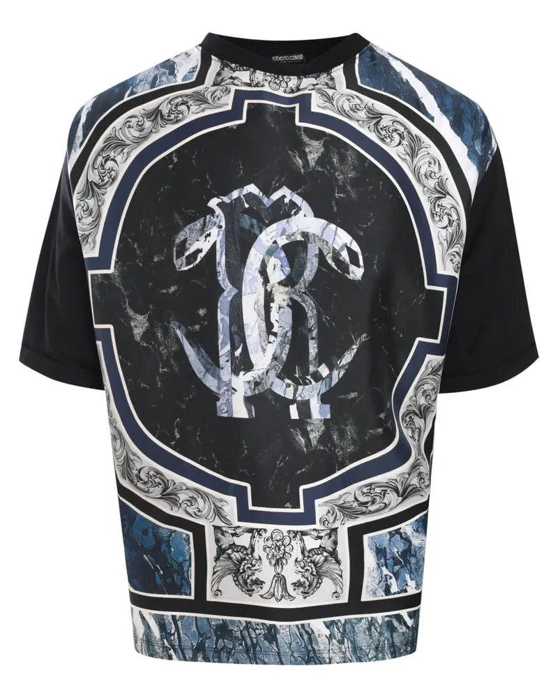 Roberto Cavalli Marble T-Shirt - Blau Blau